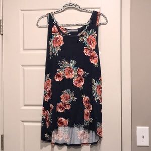 Navy Floral Tank Top